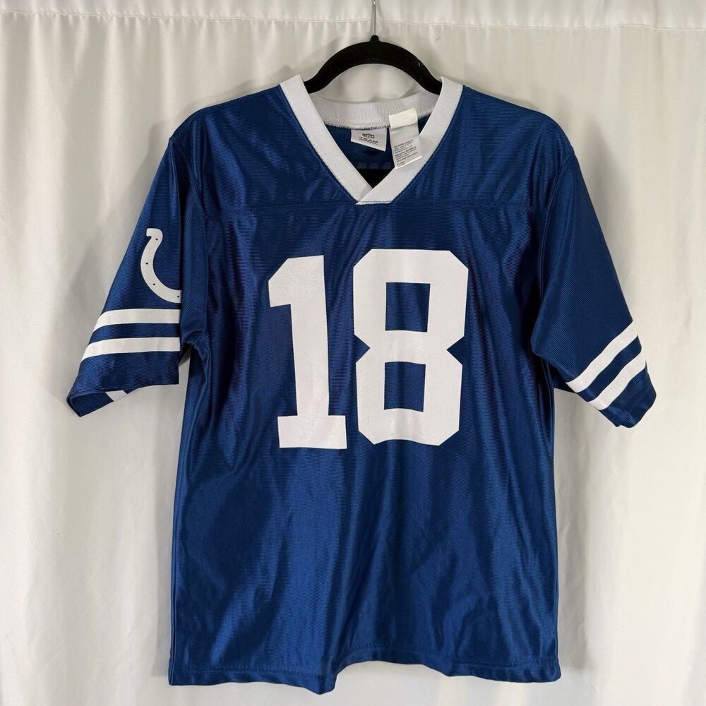 Peyton Manning Colts Jersey Boys XXL Blue Short Sleeve Vneck NFL Team Apparel